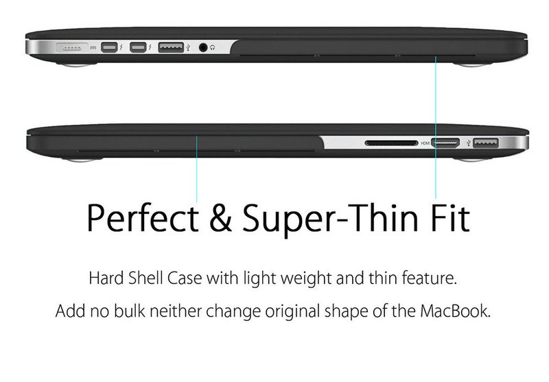 UESWILL Smooth Matte Hard Case Cover Compatible with (Mid 2012-Mid 2015) MacBook Pro 15 inch with Retina Display (No Touch Bar, No CD-ROM) (Model: A1398), Black - Image 5